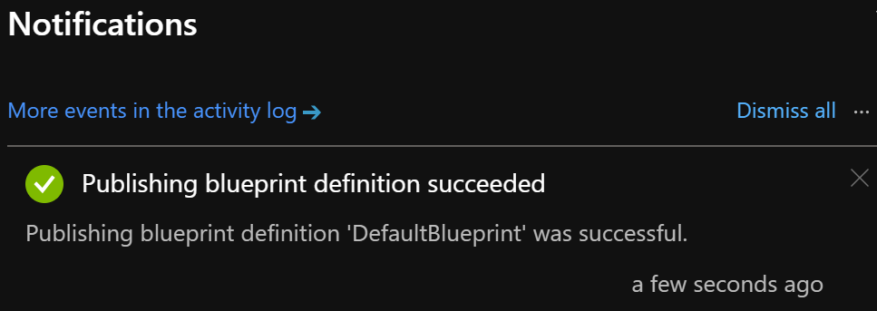 Azure Blueprint - publish successfully