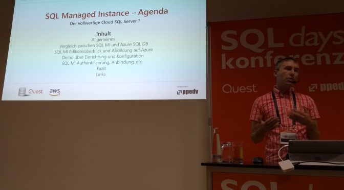 SQL Days 2018 - Session about SQL Managed Instance