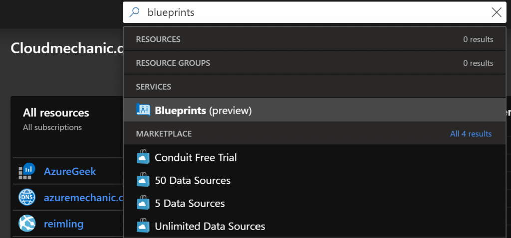 Azure Blueprints - Get into blueprints blade